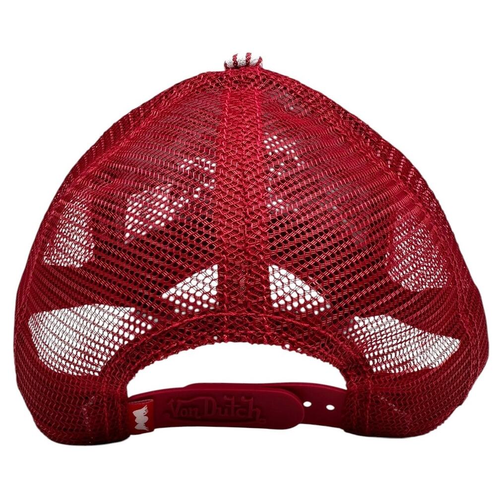 Von Dutch Trucker Hat Red/White Stripe Embroidered Logo Cap - Picture 3 of 7
